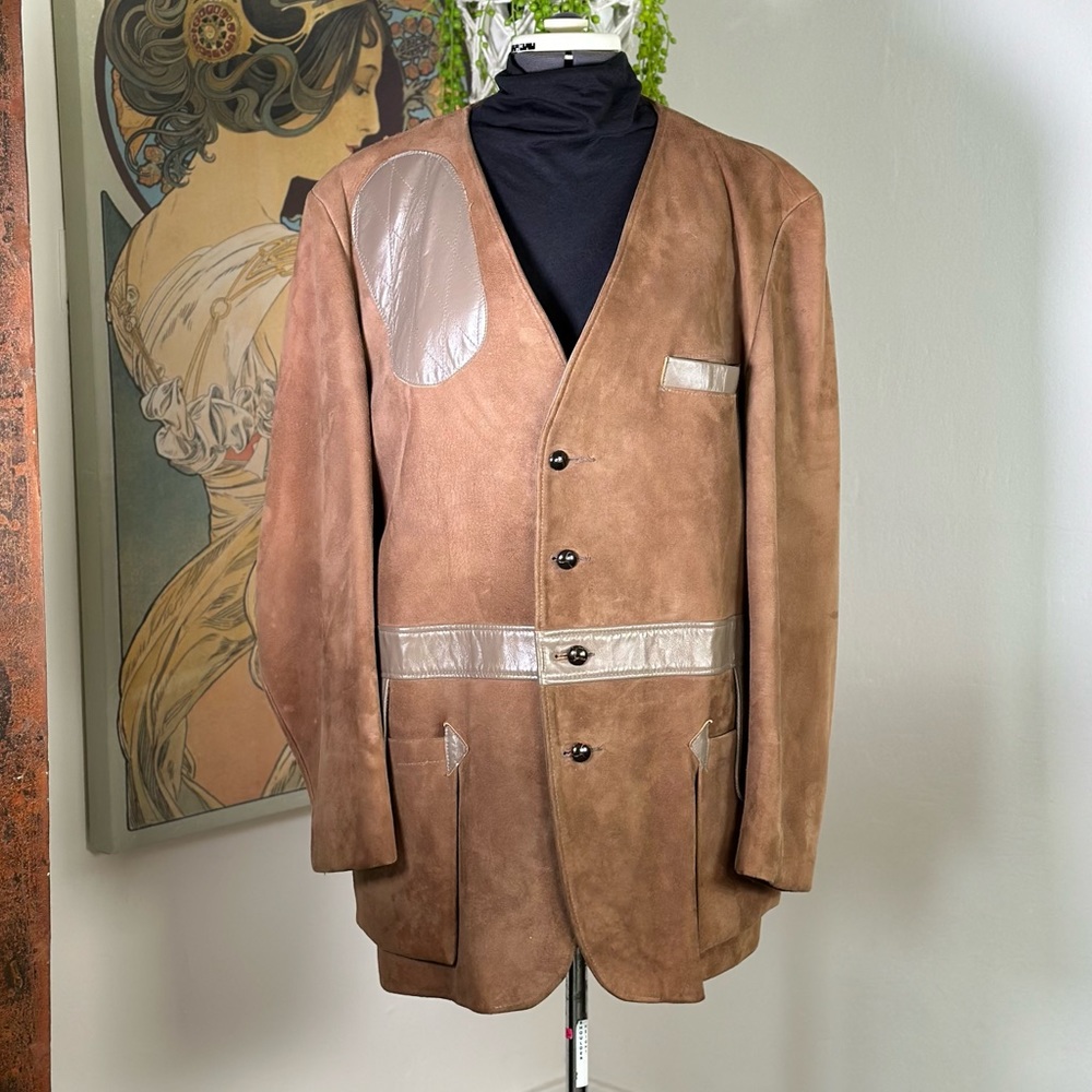 Men’s Vintage 1950s‎ 10-X Suede & Leather Shooting Jacket Size 48